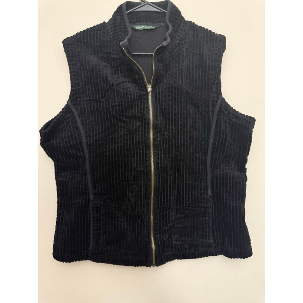 Women's Woolrich Black 100% Cotton Corduroy Full Zip Vest XL